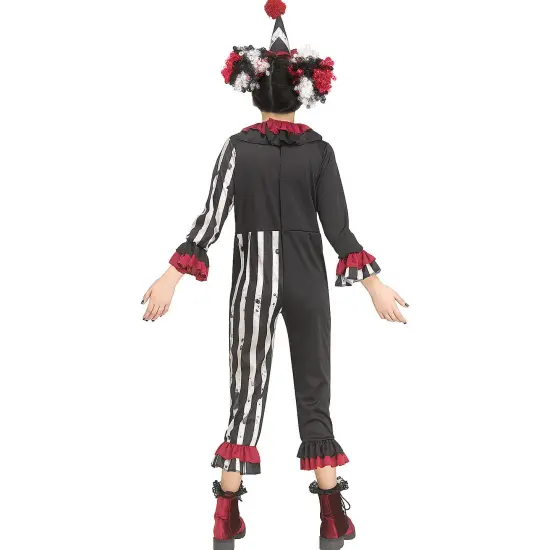 Child Big Top Terror Costume, Scary Evil Clown Halloween Outfit for Girls {2}