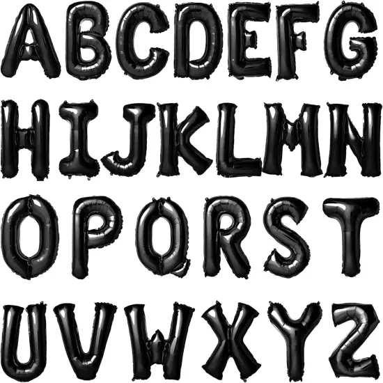 16 Inch Black Letter Balloons Mylar Foil(black) {1}