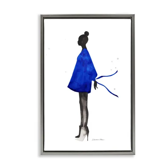 Stupell Industries Girl In Blue Dress Silhouette Floating Frame, design by Simone Elum {1}