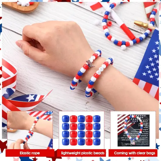 1029 Pcs 30 Sets Independence Day Beaded Bracelet Kit(Red White Blue) {3}
