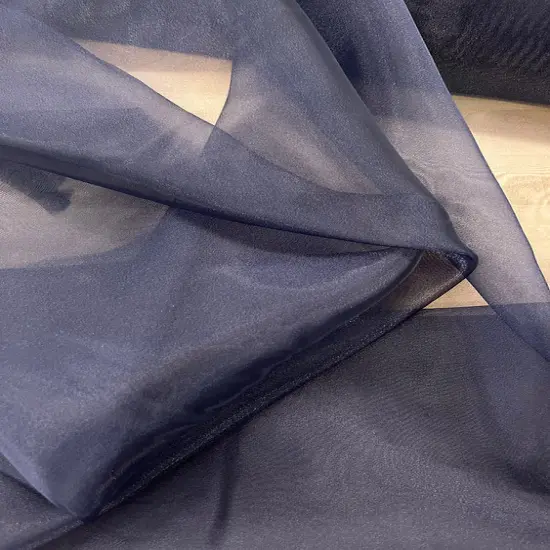 1 Yard Navy Blue Crystal Organza Sheer Shiny Fabric Lightweight Polyester for Crafts and Sewing Width 58/59 inches {1}