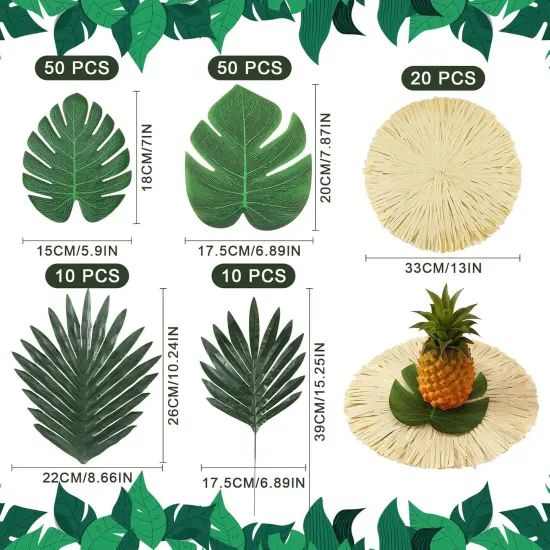 140 Pcs Hawaii Luau Placemats Include 20 Pcs Boho Round Fringe Placemats {2}