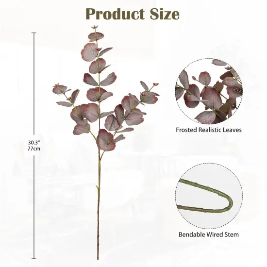 5 pcs 30" Artificial Eucalyptus Fall Stems - Cofffee {2}