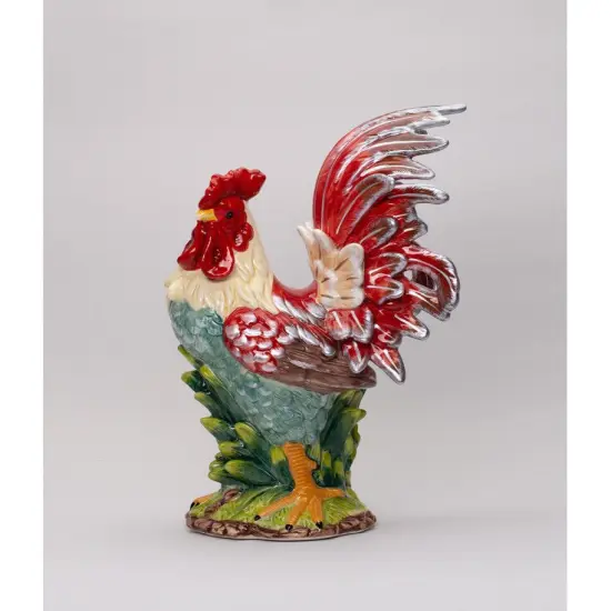 Ceramic Red Rooster Figurine, Farmhouse Kitchen Decor, Gift for Her {2}
