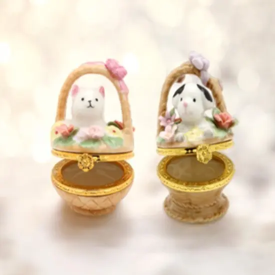 Ceramic Puppy and Kitten Hinge Boxes, Gift for Dog or Cat Lover, Home Decor, Pet Loss Gift {1}