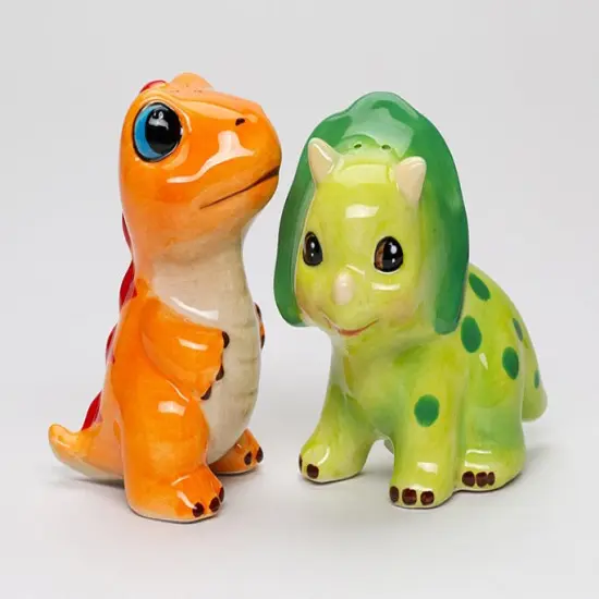 Ceramic Dinosaurs Salt and Pepper Shakers, Children's Room Decor, Gift for Boy {3}