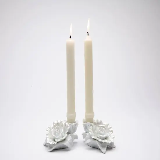 Ceramic White Rose Candle Holder-Set of 2, Wedding Décor or Gift, Anniversary Décor or Gift, Home Décor, Vanity Decor {3}