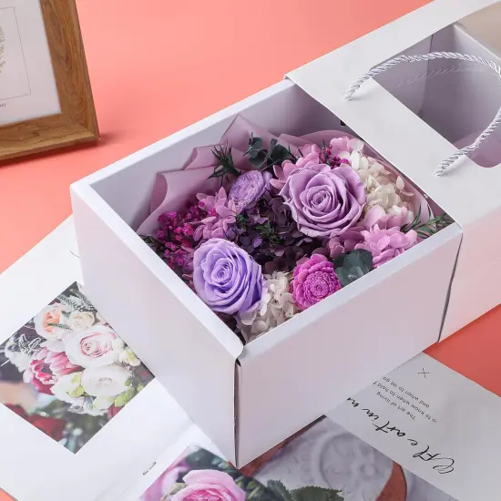 Preserved Purple Roses Flowers Gift - PURPLE {3}