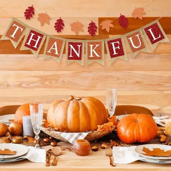 Fall Thankful Burlap Banner {4}