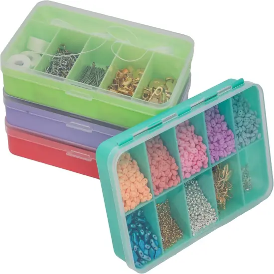 The Beadsmith Personality Case Color-Coded Organizers, 4 Stackable boxes, 22 compartments in total, Stack measures 5.75 x 3.8 x 4.5 inches, jewelry storage organizer, tackle box, nail tip case {4}