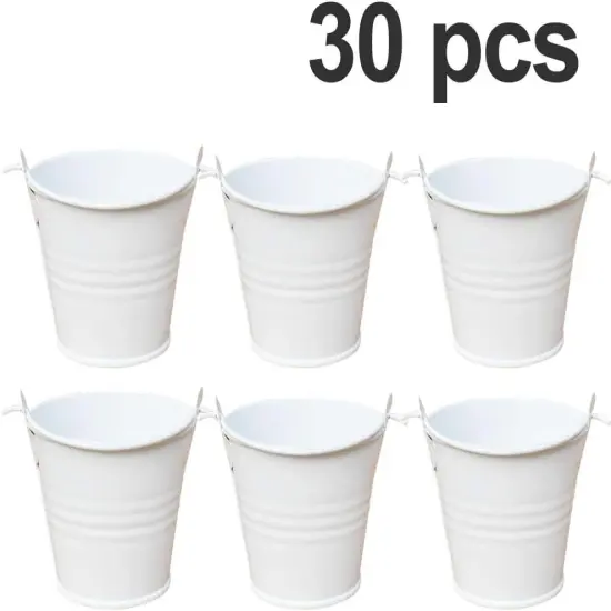 30pcs Mini Metal Bucket - White {2}