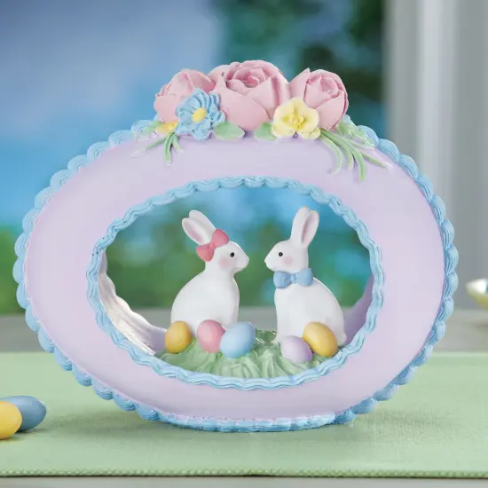 Collections Etc Hand-Painted Pastel Easter Bunny Egg Tabletop Decoration {1}