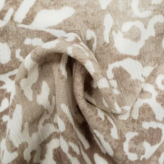 1 Yard Dark Taupe/Ivory Crinkle Rayon Woven Fabric 50/52 Inch Wide for Sewing and Apparel {1}