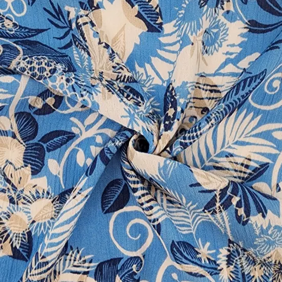 1 Yard Blue Rayon Crinkle Fabric 50/52" Wied, Lightweight Textured Material for Dresses & Apparel {4}