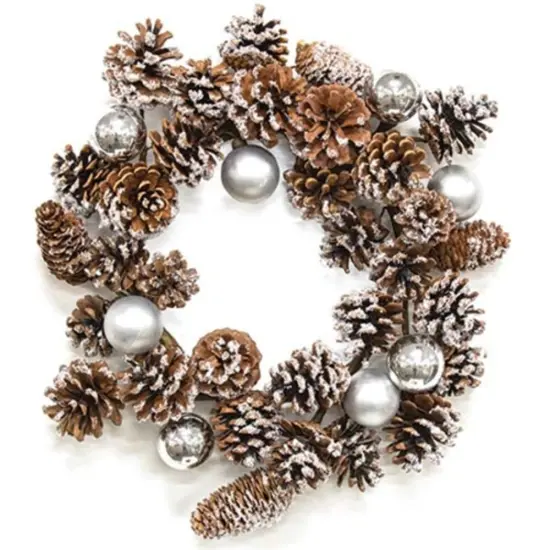 Snow Sprinkled Pinecone Wreath for Winter and Holiday Home Decor {1}