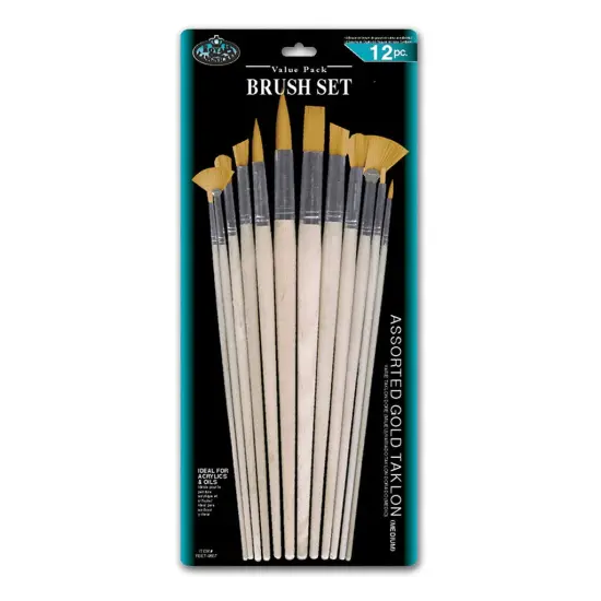 RSET-9607 | 12pc Gold Taklon Variety Brush Set {1}