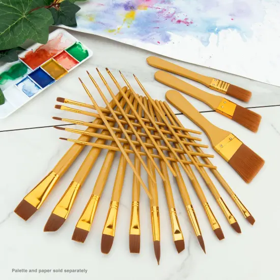 RSET-9384 | 25pc Brown Taklon Variety Brush Set {3}