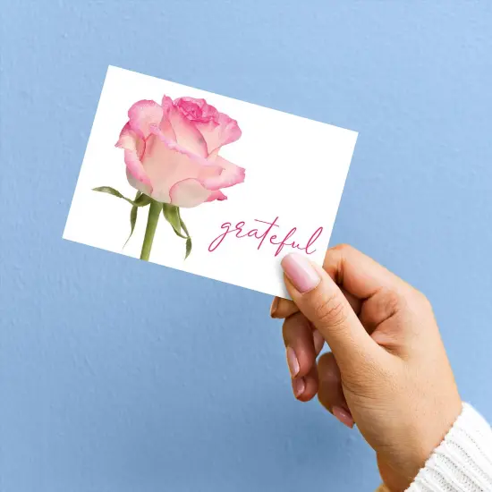 Great Papers! Grateful Pink Rose Thank You Note Card and White Envelope, 4.875" x 3.375", 24 count {4}