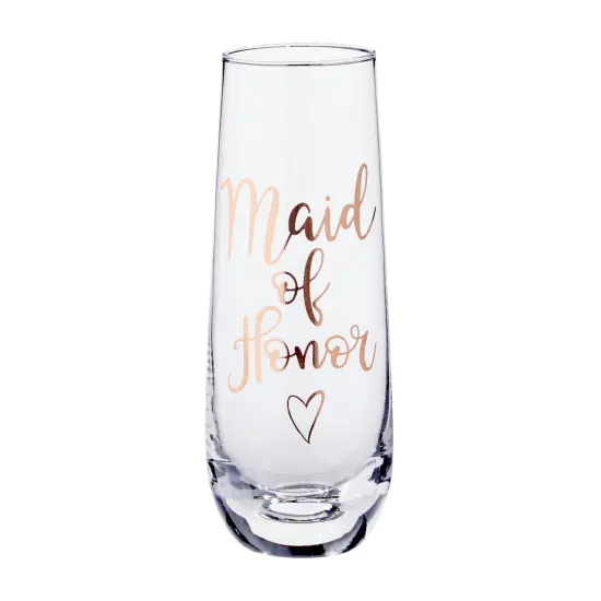 Juvale Rose Gold Stemless Champagne Glasses for Bride and Maid of Honor, 9.8 oz Wedding Flutes Gift Set (2 Pieces) Clear {6}
