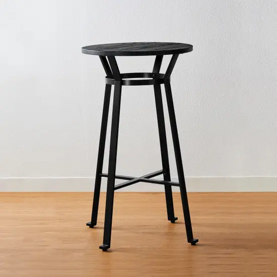 42.50"H Steel Bar Table With Elm Wood Top Black {6}