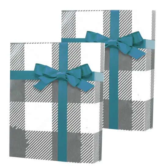 Plaid Christmas Wrapping Paper Silver Metal Lumberjack 26 ''x833 ' {6}