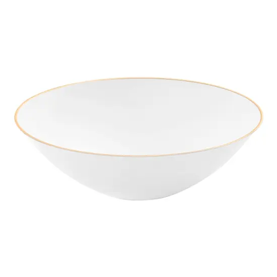 White with Gold Rim Organic Round Disposable Plastic Dessert Bowls - 6 oz. (120 Bowls) {1}