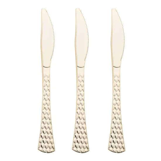 Shiny Gold Glamour Cutlery Disposable Plastic Knives (600 Knives) {2}