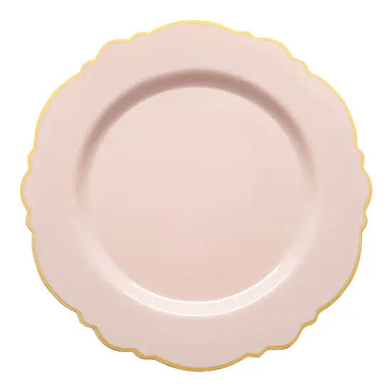Pink with Gold Rim Round Blossom Disposable Plastic Appetizer/Salad Plates - 7.5" (120 Plates) {2}