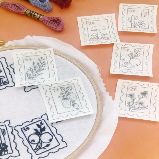 Botanical Stamps - Peel Stick and Stitch Hand Embroidery Patterns {1}