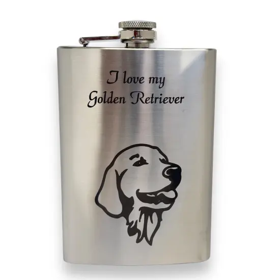8oz I love my Golden Retriever Stainless Flask {1}
