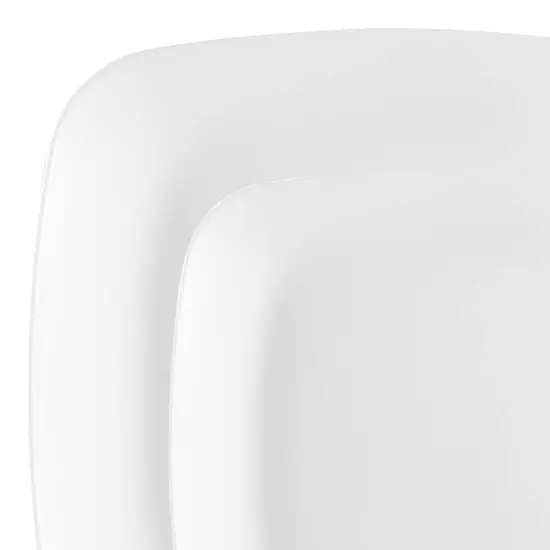 Solid White Flat Rounded Square Disposable Plastic Dinnerware Value Set (120 Guests) {1}