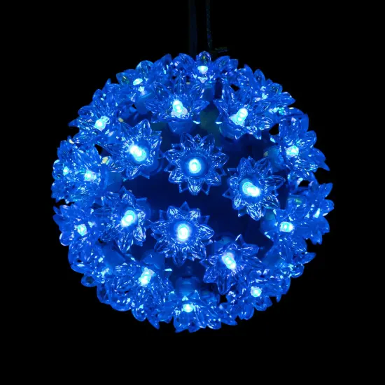 Northlight LED Lighted Hanging Starlight Floral Sphere Outdoor Christmas Decoration- 6" - Blue {1}