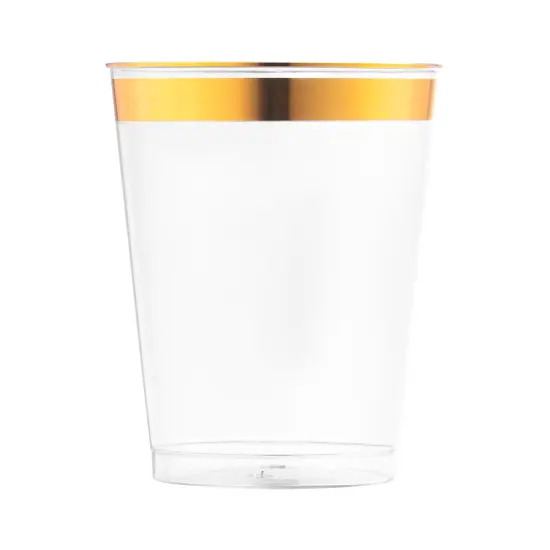 Clear with Metallic Gold Rim Round Tumblers - 10 oz. (336 Cups) {1}