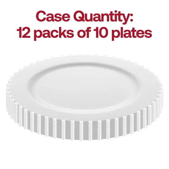 White Pearl String Round Disposable Plastic Salad Plates - 7" (120 Plates) {3}