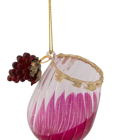 Northlight 4.25" Red and Clear Glittered Wine Glass Christmas Ornament {6}
