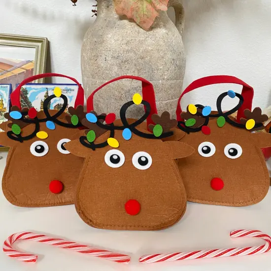 Wrapables Felt Reindeer Gift Bags, Holiday Decorations (Set of 6) {4}