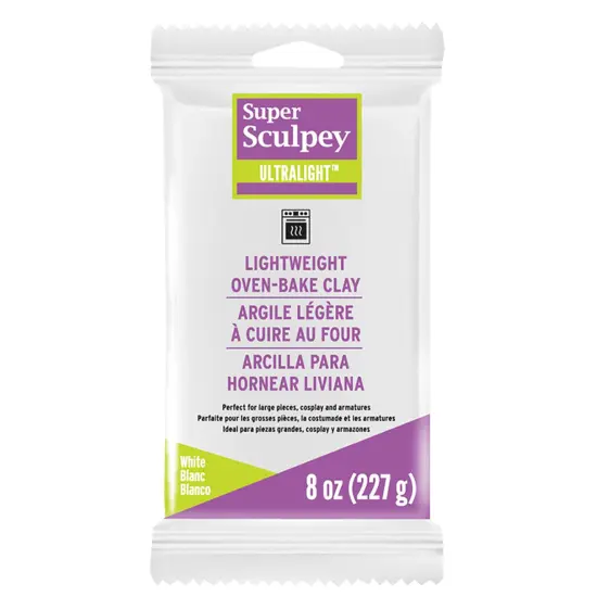 Super Sculpey: Ultralight White - 8oz Pack - Lightweight Polymer Oven Bake Clay, Non-Toxic, Advanced Techniques, Sculpting & Modeling, Craft Supplies {1}