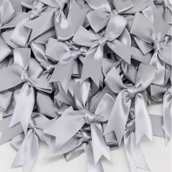 12 Ct Gray Bow Satin Ribbon {6}