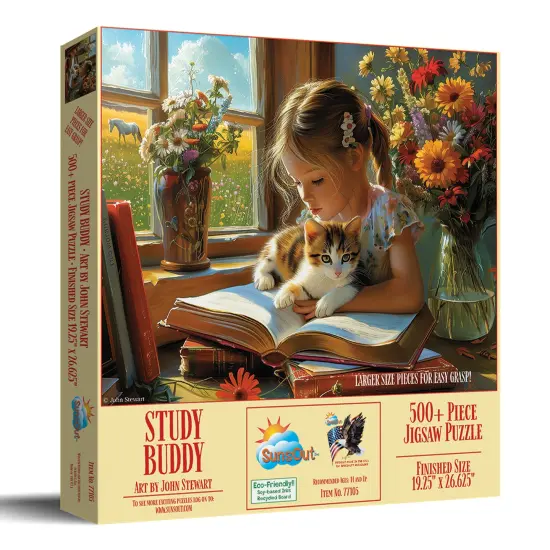 Sunsout Study Buddy 500 pc Large Pieces Jigsaw Puzzle 77105 {3}