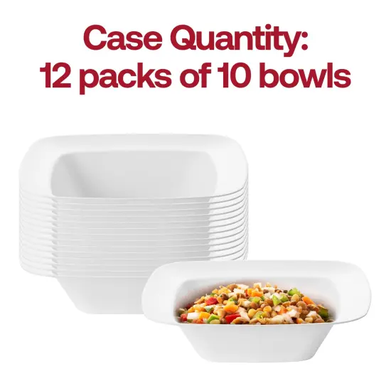Solid White Rounded Square Disposable Plastic Dessert Bowls - 5 oz. (120 Bowls) {5}