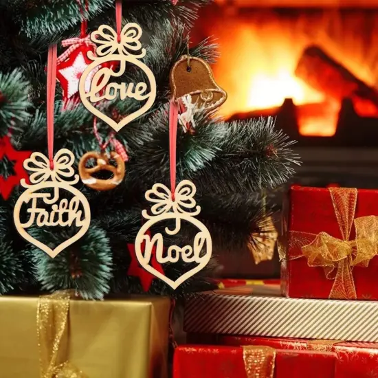 Kitcheniva 6Pcs Christmas Decorations Wooden Hanging Ornament {2}