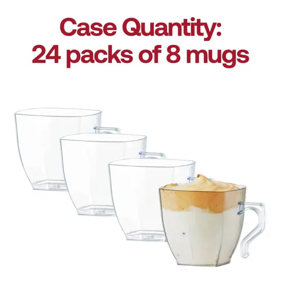 Clear Square Plastic Coffee Mugs - 8 oz. (192 Mugs) {5}