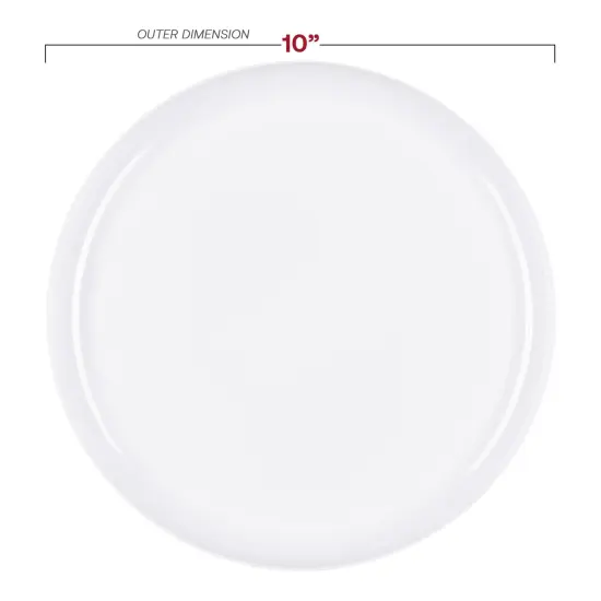 White Flat Round Disposable Plastic Dinner Plates - 10" (120 Plates) {3}