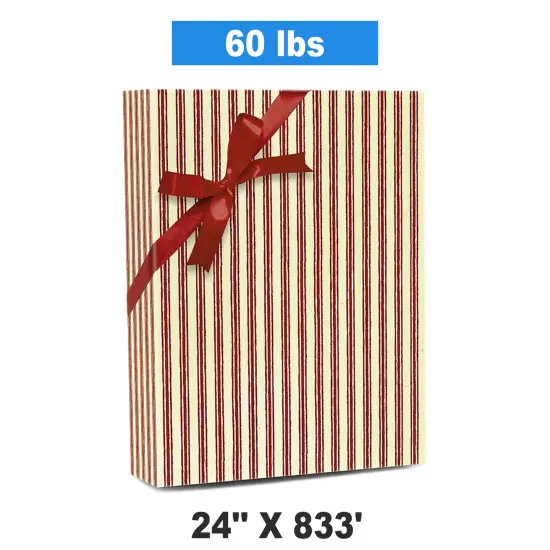 24"x 833' Striped Wrapping Papers for Christmas Elegance and Efficiency {1}