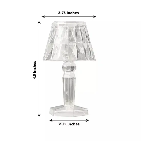 6 Clear 4.5 in Acrylic Crystal TABLE LAMPS Battery Operated LED Lights Party {3}