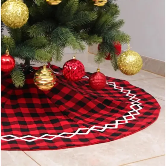 Kitcheniva Christmas Tree Skirt Lattice Pattern Rustic Farmhouse Decor 36" to 48" {4}