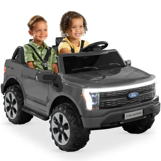 Best Choice Products Kids 24V Ride On Truck Officially Licensed Ford Lightning w/ Remote, LED Lights, 2 Speeds Gray {1}