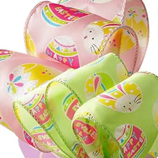 Pink Decorated Easter Egg Ribbon 2.5" x 10 Yards {3}