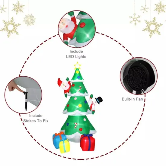 Kitcheniva Inflatable Christmas Tree With Led Lights Santa Claus Snowman 8FT {2}
