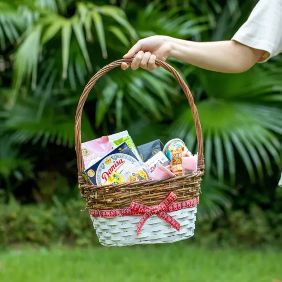 Wickerwise Set of 3 Rattan Woven Baskets with Handle and Plastic Lining, Sturdy and Stylish Picnic and Gift Baskets - Ideal as Fruit Basket, for Storing Picnic Accessories, Garden Items and Home Decor {4}